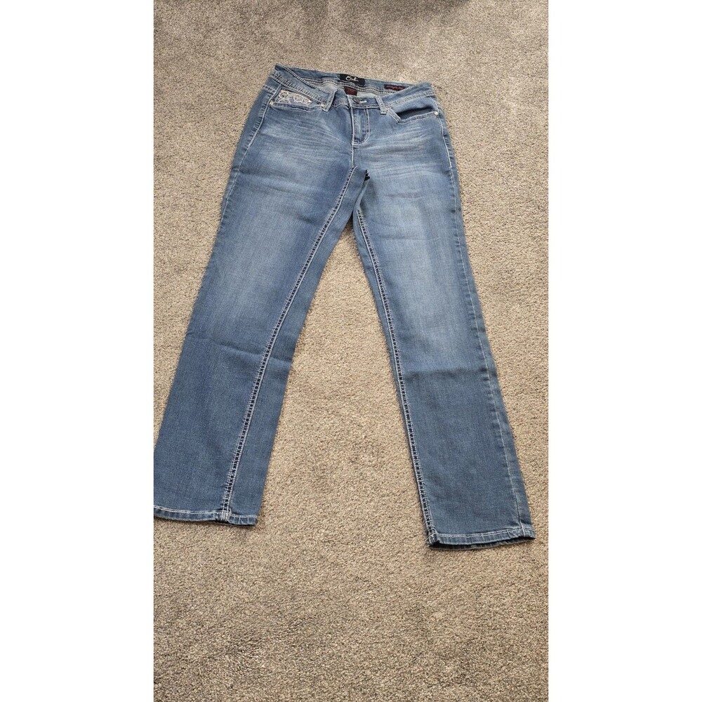 WOMAN'S SIZE:6 EARL JEANS Med Wash Straight Leg Rhinestone Detail*PERFECT*